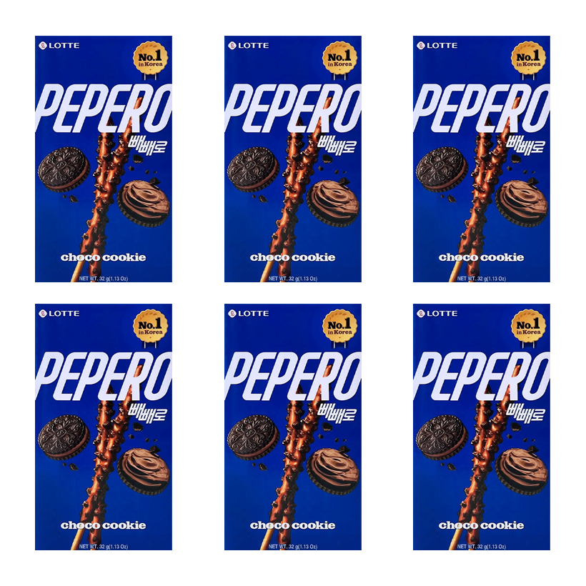 Набір Палочки 6шт Lotte Покі Pepero Choco Cookie з Крихтами Печива 32g - Retromagaz