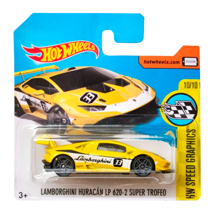 Машинка Базова Hot Wheels Lamborghini Huracan LP 620-2 Super Trofeo Speed Graphics 1:64 DTX66 Yellow - Retromagaz