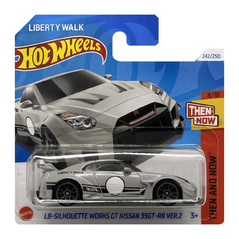 Машинка Базовая Hot Wheels Liberty Walk LB-Silhouette Works GT Nissan 35GT-RR Ver.2 Then and Now 1:64 HTC72 Grey - Retromagaz
