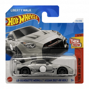 Машинка Базовая Hot Wheels Liberty Walk LB-Silhouette Works GT Nissan 35GT-RR Ver.2 Then and Now 1:64 HTC72 Grey - Retromagaz