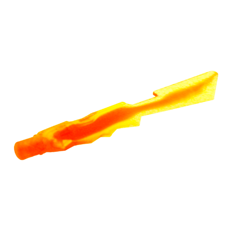 Зброя 2шт Lego Меч Jagged Edges with Marbled Trans-Red Pattern 11439pb03 21548pb03 6020758 Trans-Yellow Б/У - Retromagaz