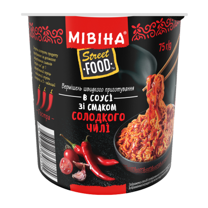 Вермишель Мивина Street Food с Соусом Сладкий Чили Средне Острая 75g - Retromagaz