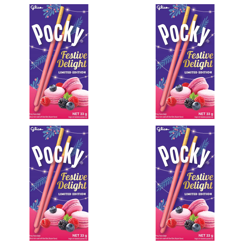 Набір Палочки 4шт Glico Pocky зі Смаком Ягідних Макарунів 33g - Retromagaz