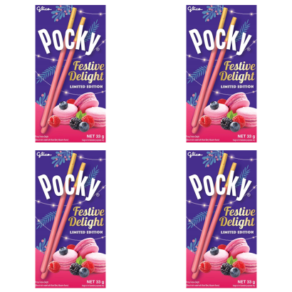 Набір Палочки 4шт Glico Pocky зі Смаком Ягідних Макарунів 33g - Retromagaz