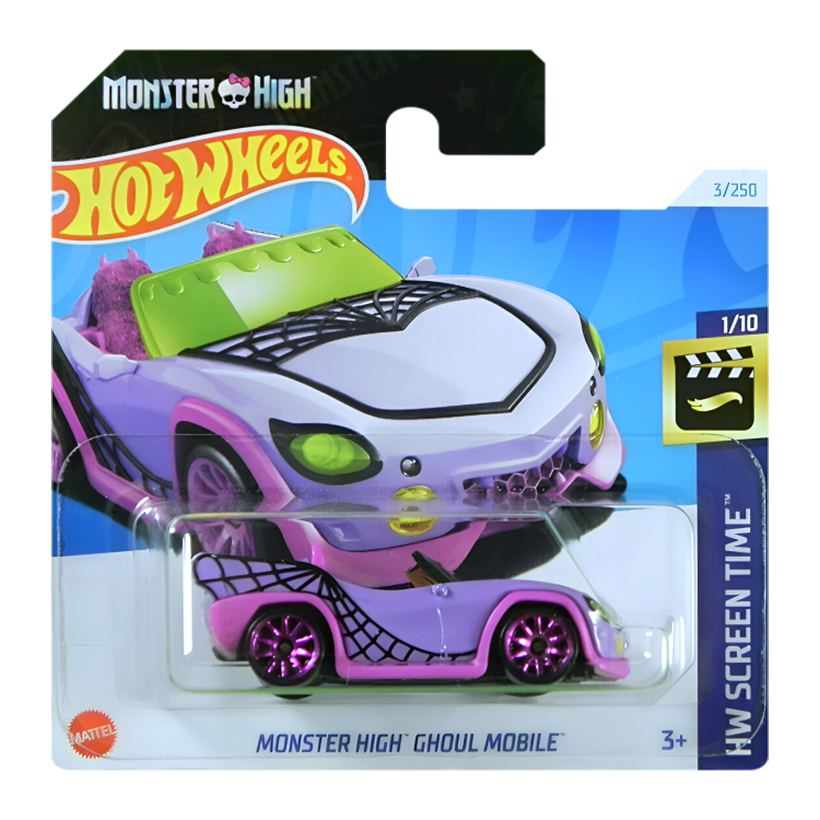 Машинка Базовая Hot Wheels Monster High Ghoul Mobile Screen Time 1:64 HRY45 Purple - Retromagaz