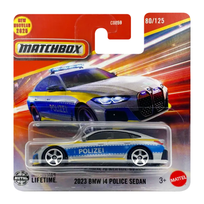 Машинка Велике Місто Matchbox 2023 BMW i4 Police Sedan 1:64 JBR00 Silver - Retromagaz