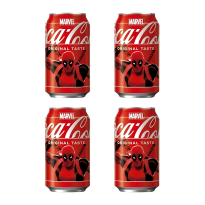 Набір Напій Coca-Cola Classic Marvel Limited Edition Deadpool 330ml 4шт - Retromagaz