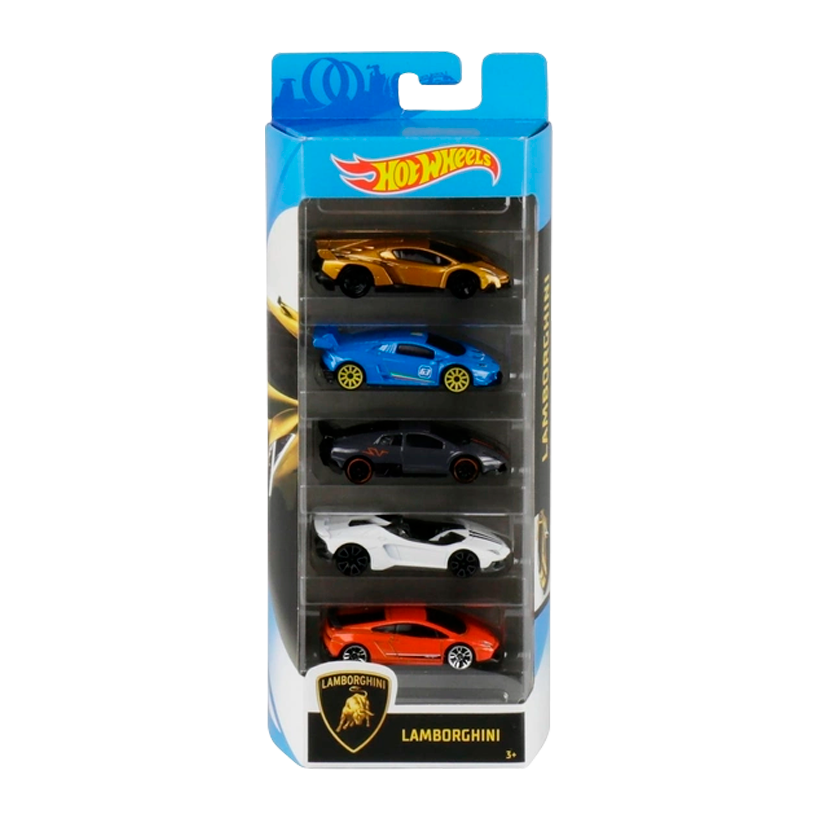 Машинка Базова 5шт Hot Wheels Lamborghini Veneno / Huracаn  / Murciеlago / Aventador J / Gallardo LP 570-4 Lamborghini 1:64 GHP62 Gold - Retromagaz