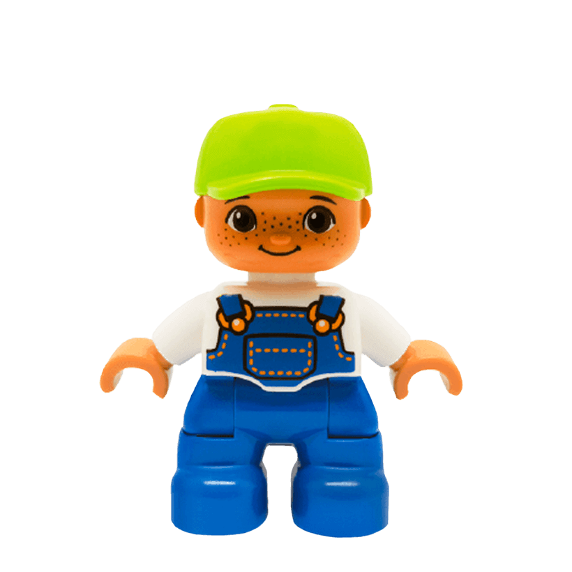 Фигурка Lego Boy Blue Legs White Top Duplo 47205pb025 Б/У - Retromagaz