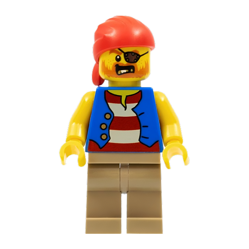 Фігурка Lego Pirates 973pb0525 Man Striped Red and White Shirt Adventure twn332 Б/У - Retromagaz