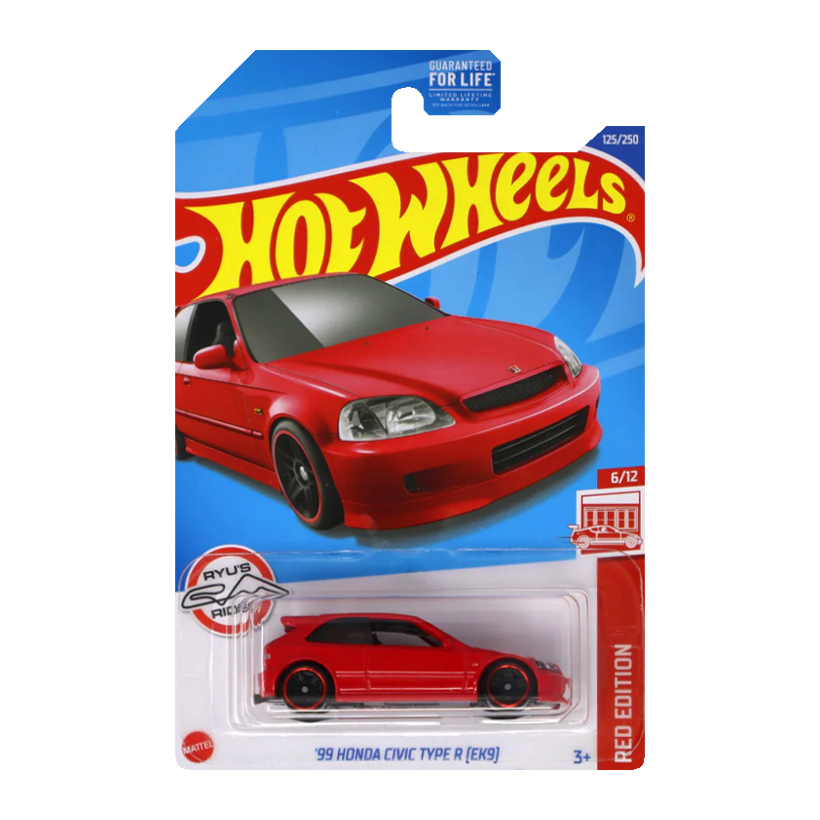 Машинка Базовая Hot Wheels '99 Honda Civic Type R (EK9) Red Edition 1:64 HCY63 Red - Retromagaz