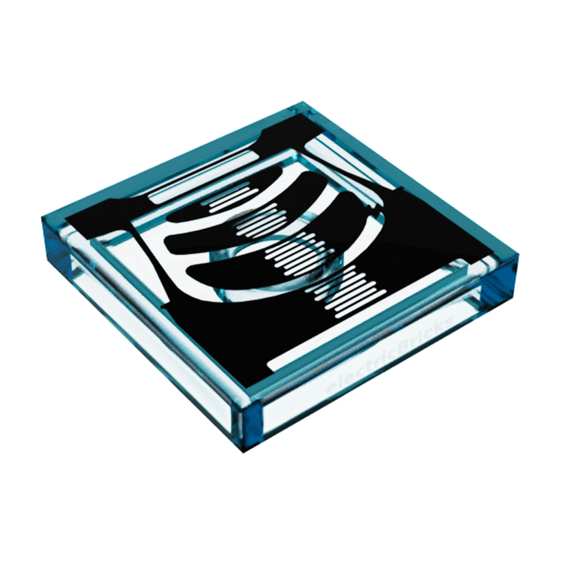 Плитка Lego Декоративна Tile with Black Chest X-Ray Pattern 2 x 2 3068pb0435 3068bpb0435 4652431 Trans-Light Blue Б/У - Retromagaz