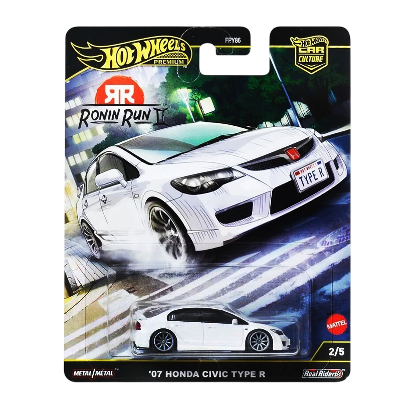 Машинка Premium Hot Wheels '07 Honda Civic Type R II Ronin Run 1:64 JBK53 White - Retromagaz