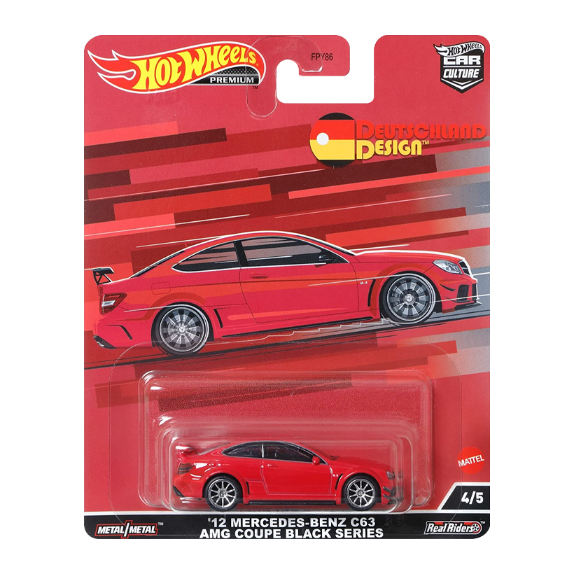 Машинка Premium Hot Wheels '12 Mercedes-Benz C63 AMG Coupe Black Series Deutschland Design 1:64 HCJ79 Red - Retromagaz