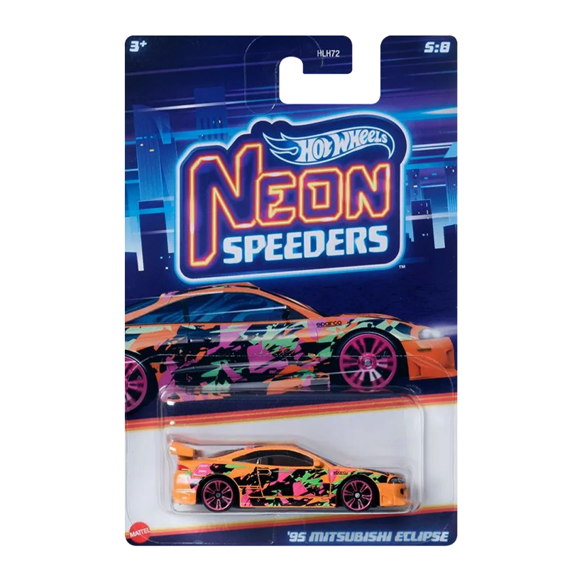Тематична Машинка Hot Wheels Mitsubishi '95 Mitsubishi Eclipse Neon Speeders 1:64 HLH72/HRW71 Orange - Retromagaz