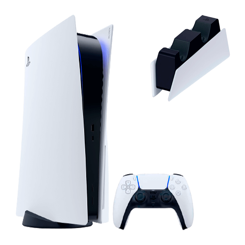 Набор Консоль Sony PlayStation 5 Blu-ray 825GB White Б/У  + Геймпад Беспроводной DualSense + Зарядное Устройство Проводной для DualSense - Retromagaz