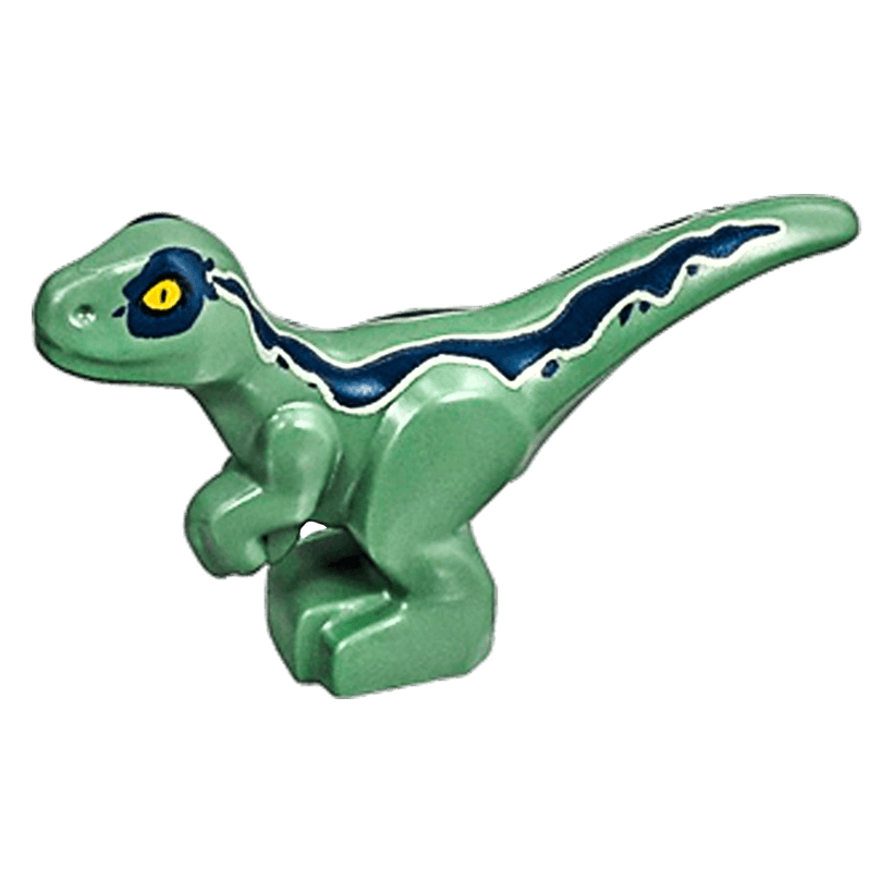 Фігурка Lego Динозавр Baby Standing with Dark Blue Stripes and Yellow Eyes Pattern Animals 37829pb02 6227089 Sand Green Б/У - Retromagaz