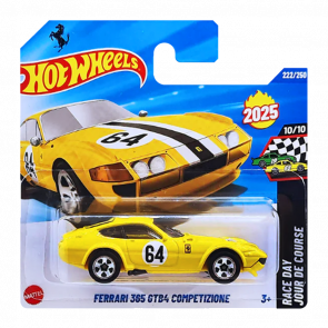 Машинка Базовая Hot Wheels Ferrari 365 GTB4 Competizione Race Day 1:64 JBC19 Yellow - Retromagaz