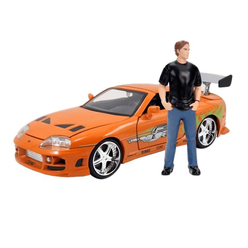 Машинка Jada 1995 Toyota Supra з Фігуркою Брайана 1:24 Orange - Retromagaz