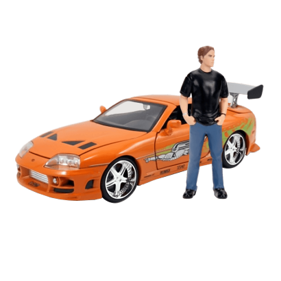 Машинка Jada 1995 Toyota Supra з Фігуркою Брайана 1:24 Orange - Retromagaz