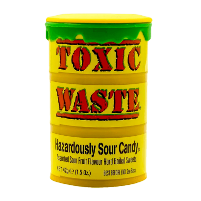 Конфеты Toxic Waste Yellow Hazardously Sour Candy 42g - Retromagaz