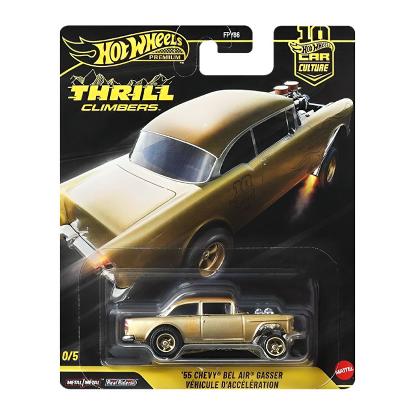 Машинка Premium Hot Wheels '55 Chevy Bel Air Gasser Thrill Climbers 1:64 JKF27 Gold - Retromagaz