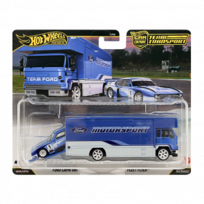 Машинка Premium 2шт Hot Wheels Ford Capri GR5 та Fleet Flyer Team Transport 1:64 JHX89 Blue - Retromagaz