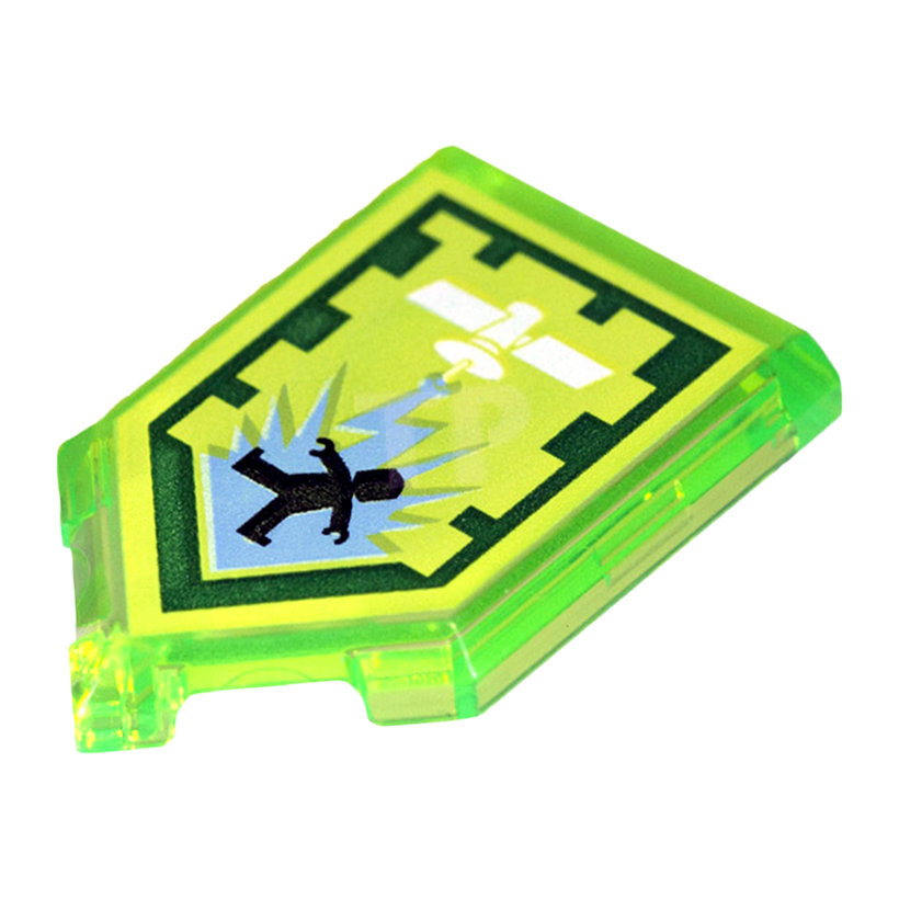 Плитка 4шт Lego Модифицированная Декоративная Pentagonal Nexo Power Shield Orbital Strike 2 x 3 22385pb097 6171963 6245481 Trans-Bright Green Б/У - Retromagaz