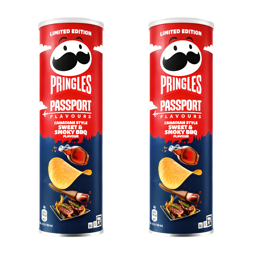 Набор Чипсы 2шт Pringles Passport Flavours Canadian Style Sweet & Smoky BBQ 165g - Retromagaz