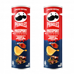 Набор Чипсы 2шт Pringles Passport Flavours Canadian Style Sweet & Smoky BBQ 165g - Retromagaz