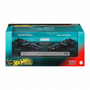 Машинка Premium 2шт Hot Wheels Mercedes-AMG PETRONAS Formula One Team George Russell Kimi Antonelli 1:64 JMM93 Black - Retromagaz